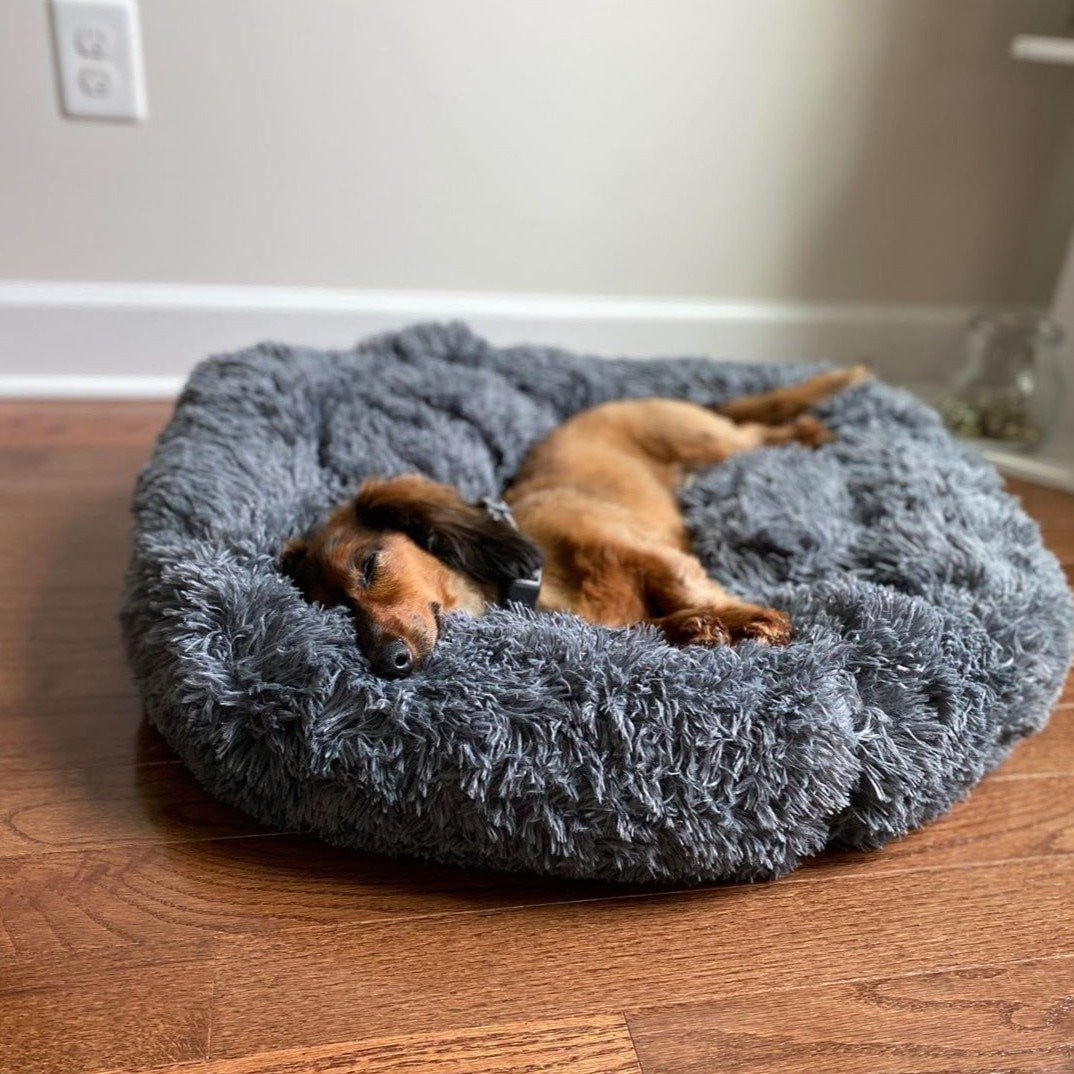 SUENTA Hundebett Kuschelig Weiches Plüschmaterial Grau Größe XL Dunkelgrau