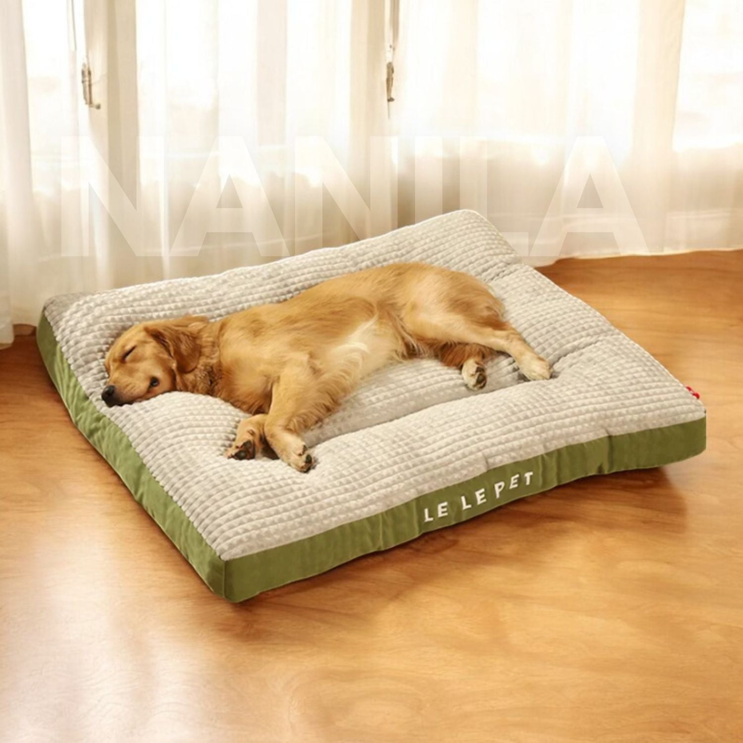 SUENTA Hundebett Memory-Schaum Bezug Waschbar Größe L Komfort Grün