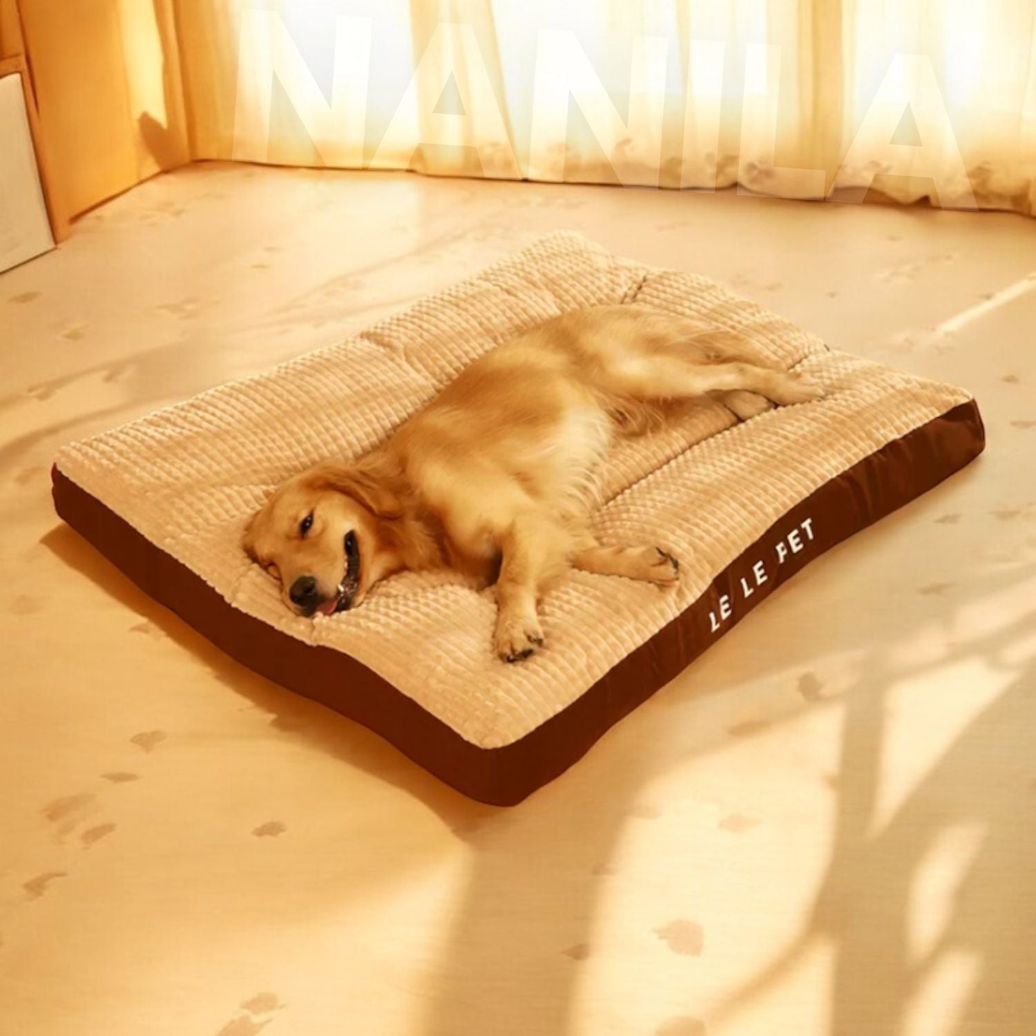 SUENTA Hundebett Memory-Schaum Bezug Waschbar Größe L Komfort Braun