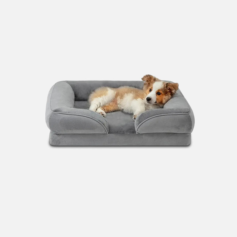 SUENTA Hundebett Memory-Schaum Komfortabler Rückzugsort Für Hunde Grau S