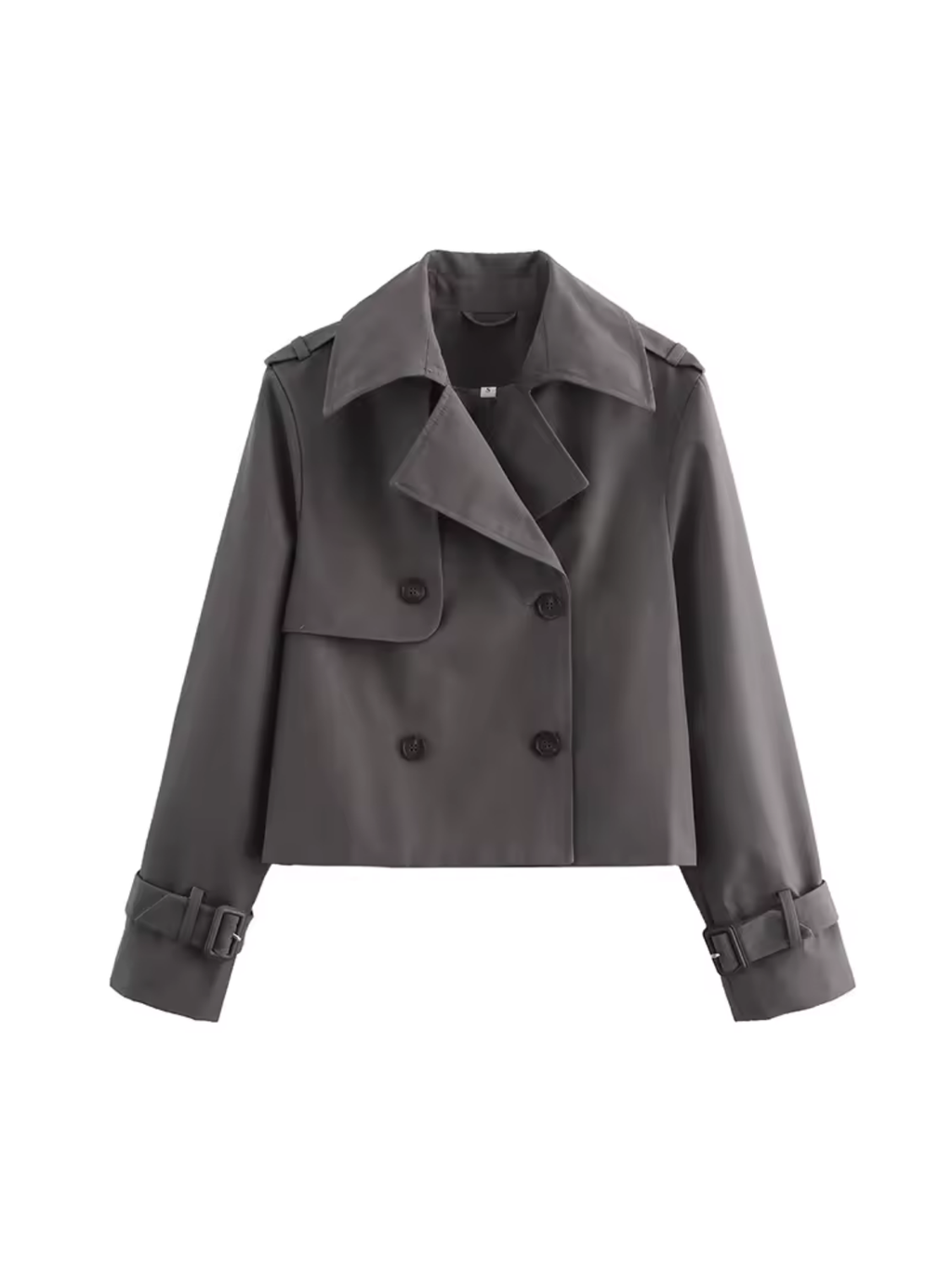 SUENTA Trenchcoat Wasserdichter Reverskragen Gürtel Manschetten - Winterjacke Damen Grau