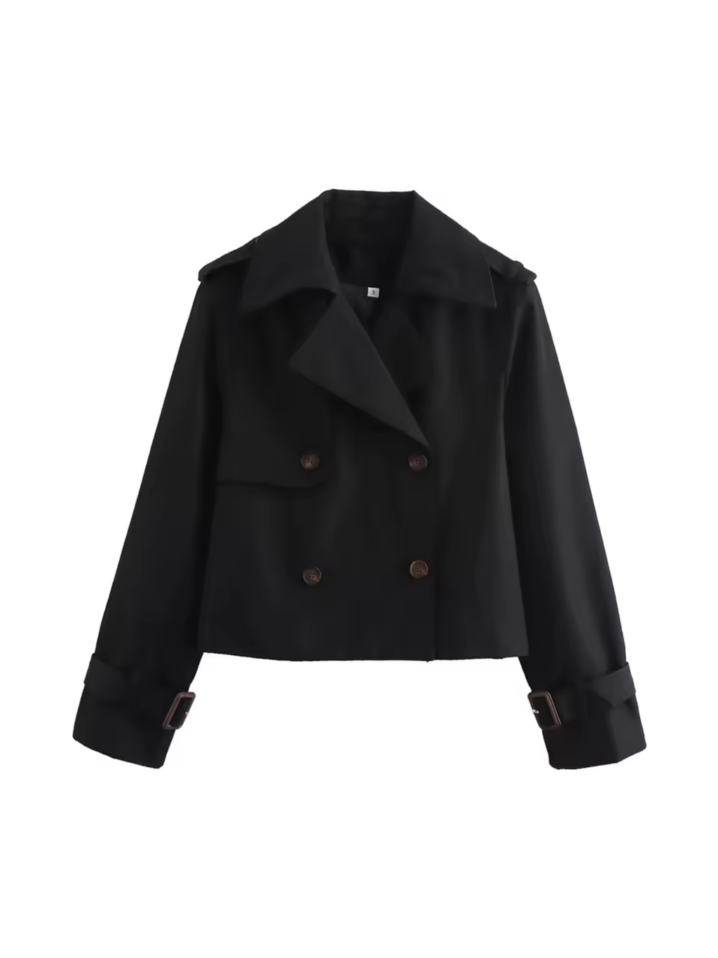 SUENTA Trenchcoat Wasserdichter Reverskragen Gürtel Manschetten - Winterjacke Damen Schwarz