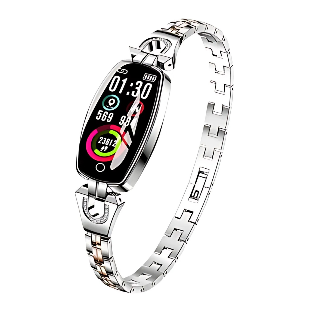 SUENTA Intelligente Fitnessuhr für Frauen mit Armbandverschluss Silber
