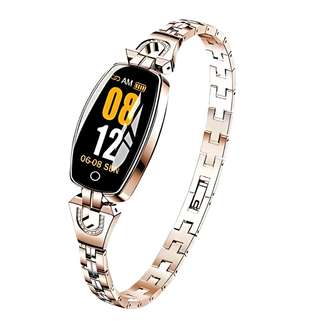 SUENTA Intelligente Fitnessuhr für Frauen mit Armbandverschluss Gold