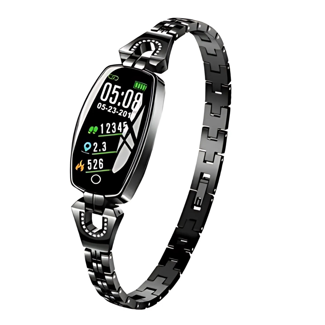 SUENTA Intelligente Fitnessuhr für Frauen mit Armbandverschluss Schwarz