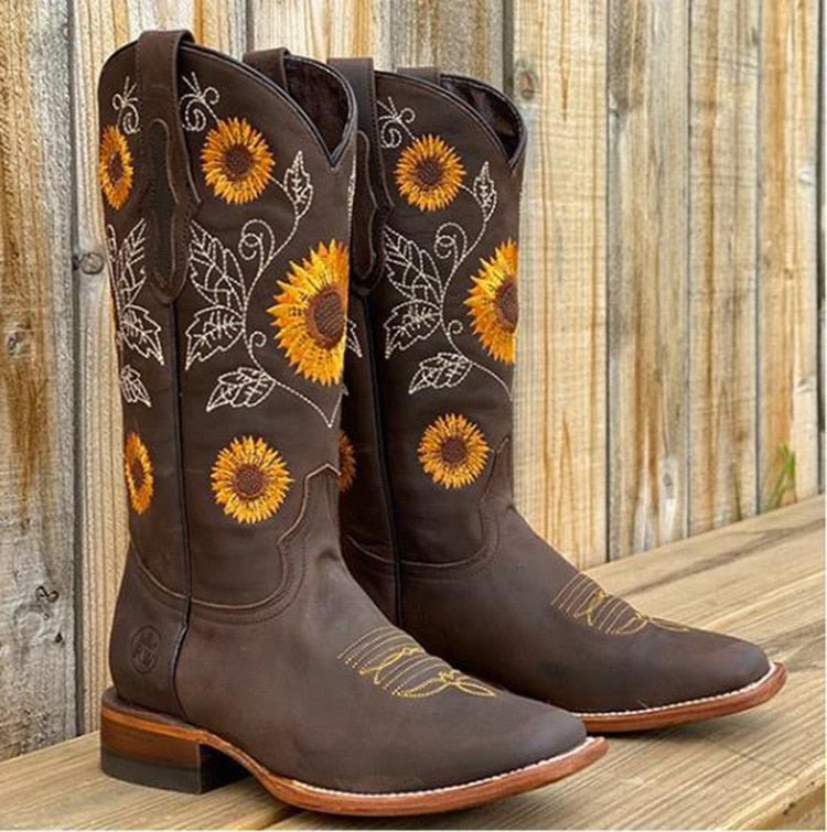 SUENTA Damen Stiefel Im Bohème-Stil Mit Einem Hauch Ibiza Bohème-Stil Dunkelbraun
