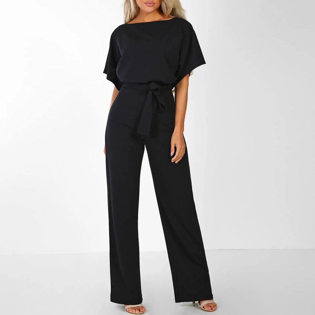 SUENTA Mechi | Damen Jumpsuit – Kühler Sommer-Stoff, Schicker Sommerstil & Luftige Eleganz Schwarz