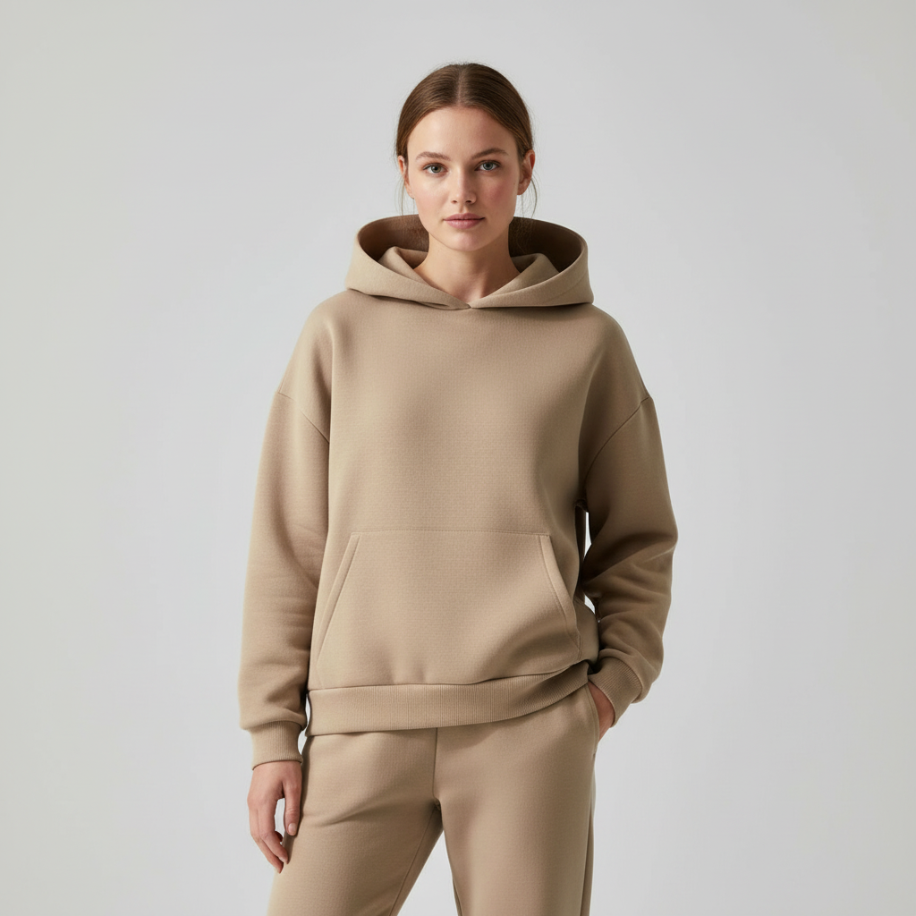 SUENTA Damen Jogging Set Komfort Weiches Loungewear Synthetik Mischqualität Hellbraun