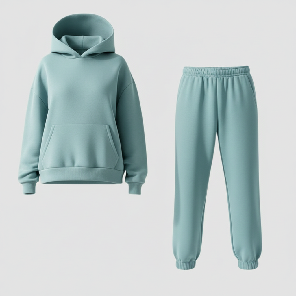 SUENTA Damen Jogging Set Komfort Weiches Loungewear Synthetik Mischqualität Hellblau