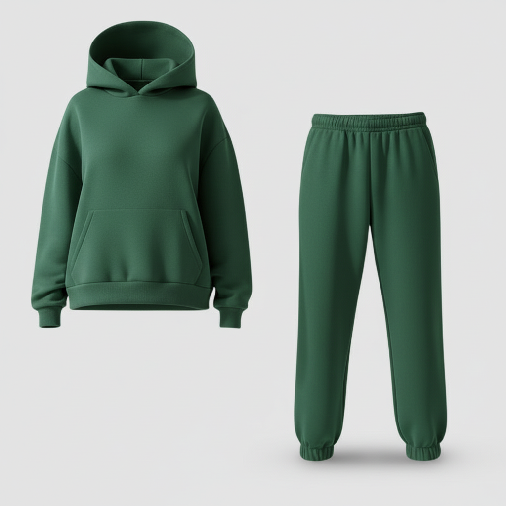 SUENTA Damen Jogging Set Komfort Weiches Loungewear Synthetik Mischqualität Grün