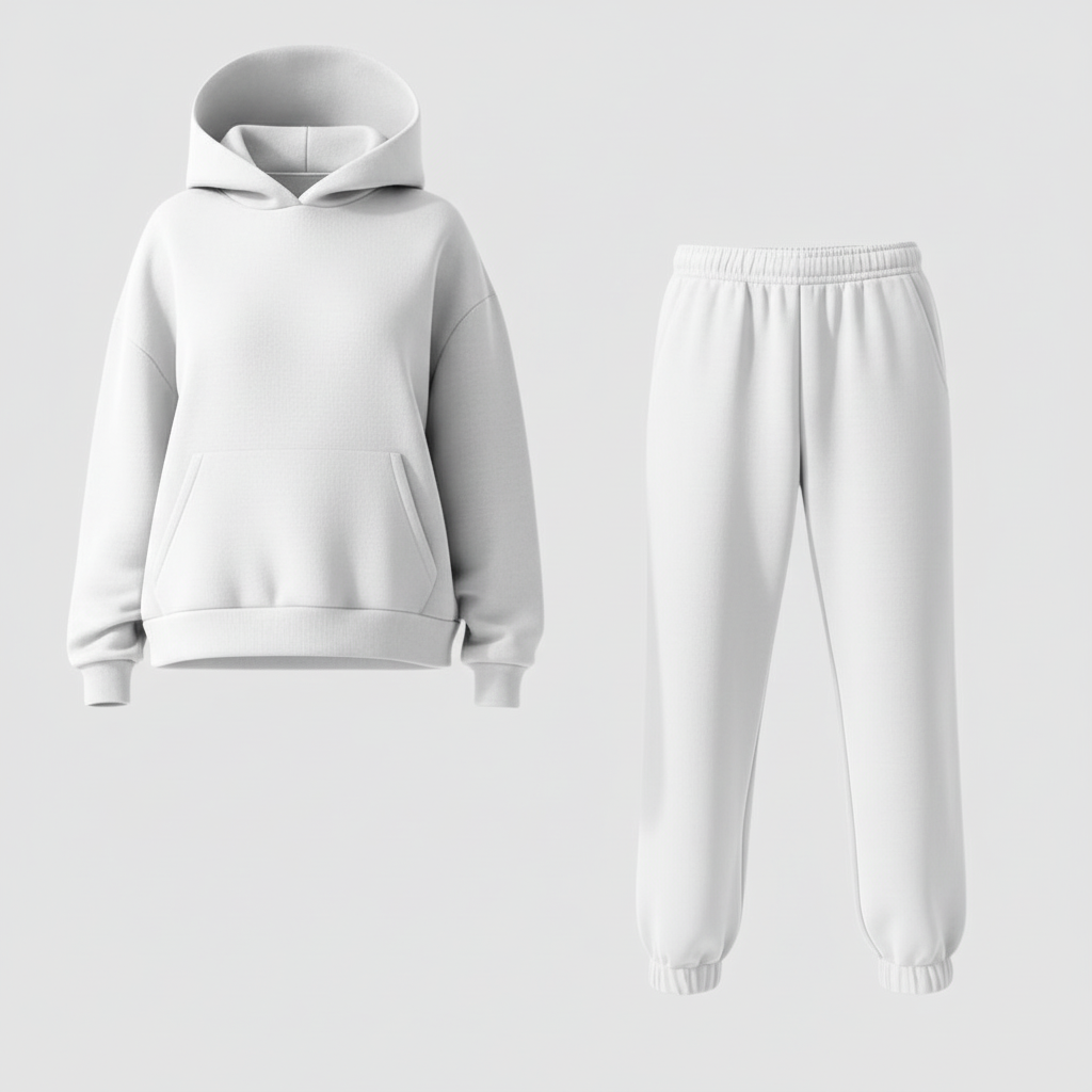 SUENTA Damen Jogging Set Komfort Weiches Loungewear Synthetik Mischqualität Weiß