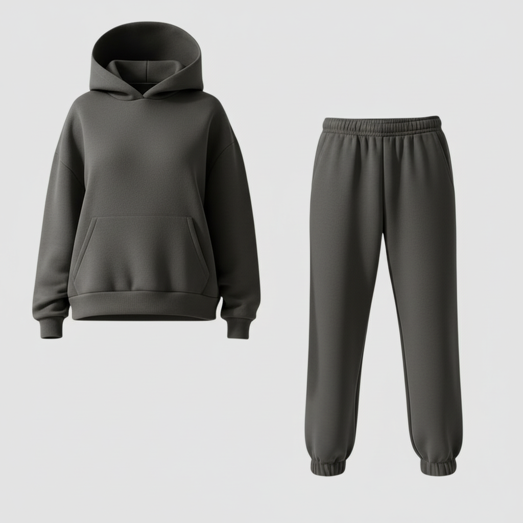 SUENTA Damen Jogging Set Komfort Weiches Loungewear Synthetik Mischqualität Grau