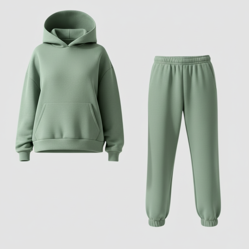 SUENTA Damen Jogging Set Komfort Weiches Loungewear Synthetik Mischqualität Hellgrün