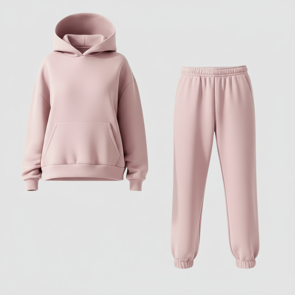 SUENTA Damen Jogging Set Komfort Weiches Loungewear Synthetik Mischqualität Rosa
