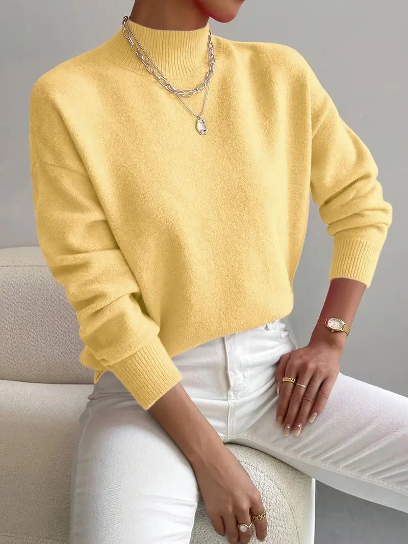 SUENTA Damen Strickpullover Stehkragen – Atmungsaktiv & Hoher Komfort Gelb