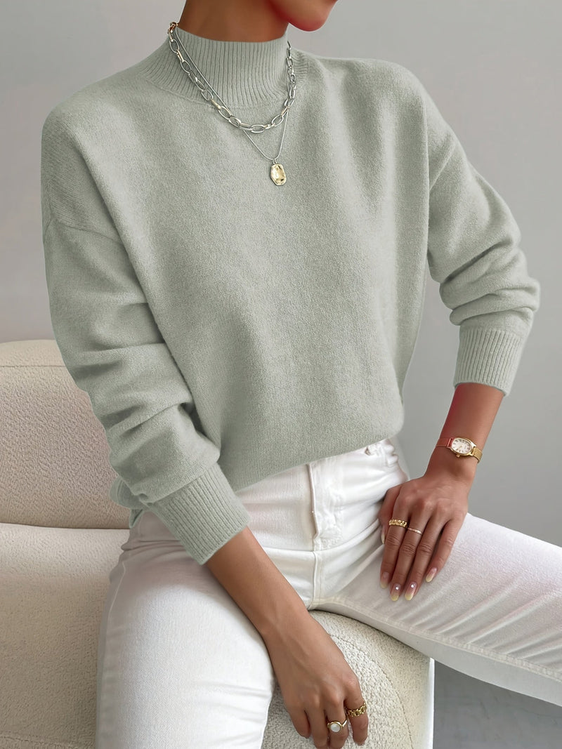 SUENTA Damen Strickpullover Stehkragen – Atmungsaktiv & Hoher Komfort Hellgrün