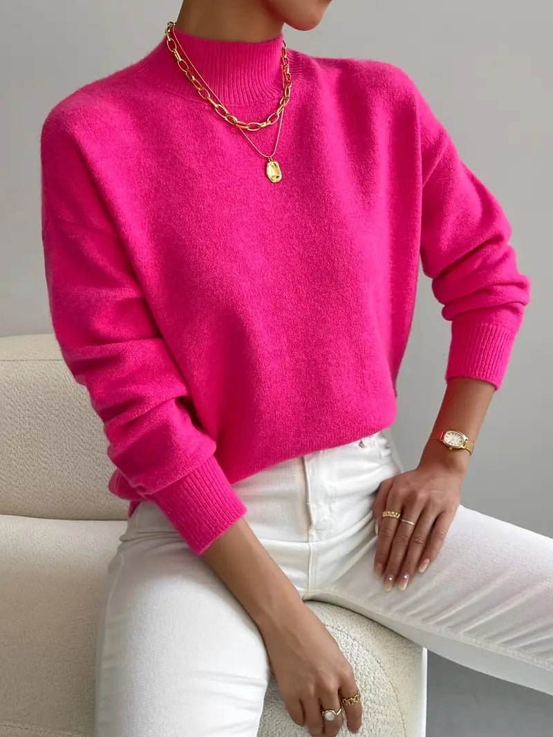 SUENTA Damen Strickpullover Stehkragen – Atmungsaktiv & Hoher Komfort Rosa