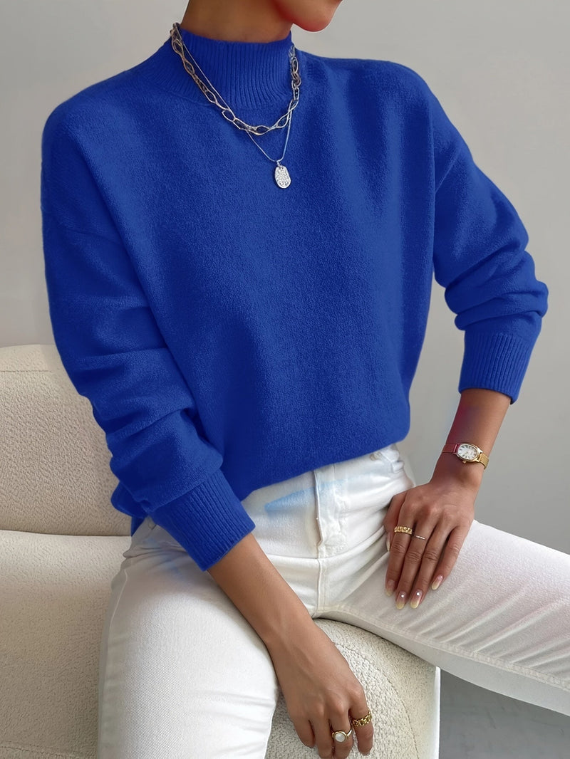 SUENTA Damen Strickpullover Stehkragen – Atmungsaktiv & Hoher Komfort Blau