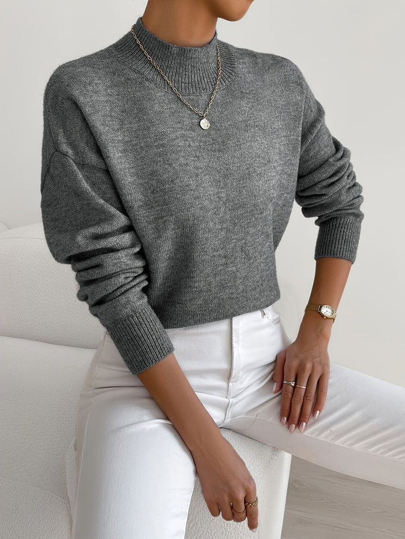 SUENTA Damen Strickpullover Stehkragen – Atmungsaktiv & Hoher Komfort Grau