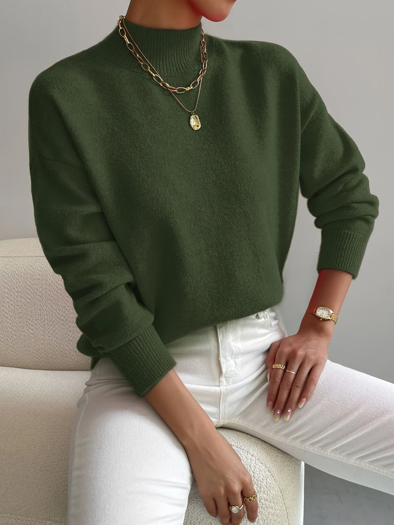 SUENTA Damen Strickpullover Stehkragen – Atmungsaktiv & Hoher Komfort Grün