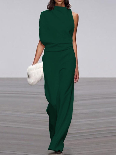 Damure -  Damen Jumpsuit Mit Rundhalsausschnitt, Armellos Und Weitem Bein