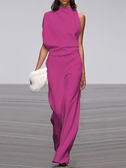 Damure -  Damen Jumpsuit Mit Rundhalsausschnitt, Armellos Und Weitem Bein