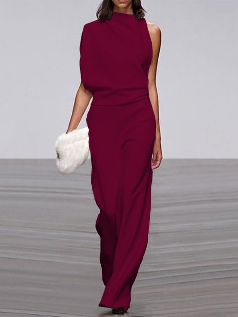 Damure -  Damen Jumpsuit Mit Rundhalsausschnitt, Armellos Und Weitem Bein