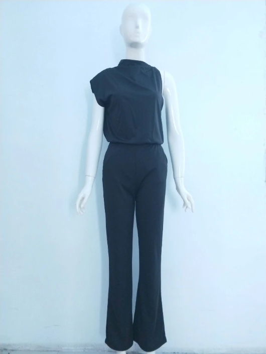 Damure -  Damen Jumpsuit Mit Rundhalsausschnitt, Armellos Und Weitem Bein