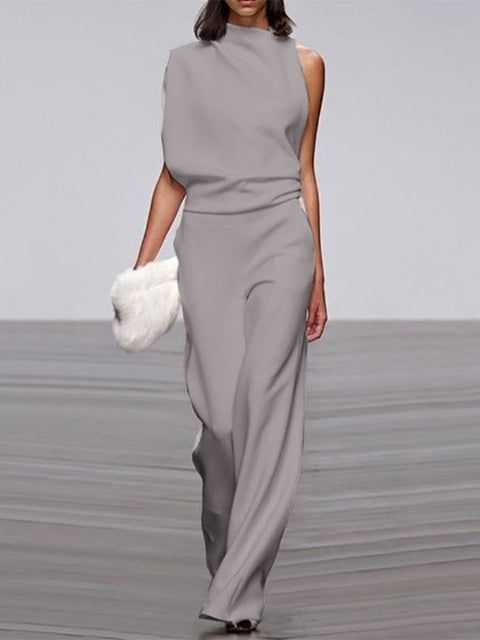 Damure -  Damen Jumpsuit Mit Rundhalsausschnitt, Armellos Und Weitem Bein