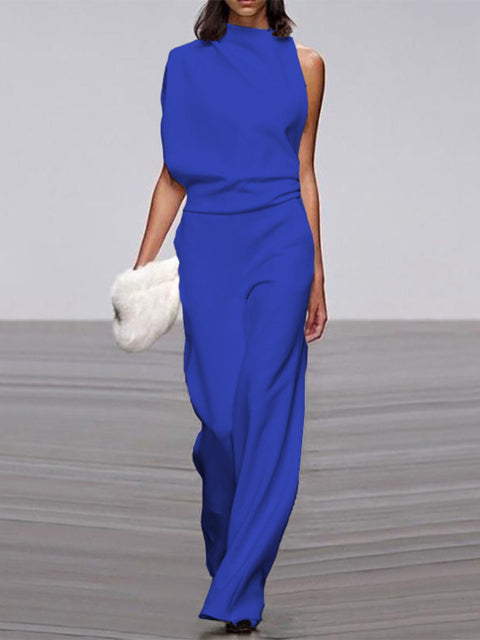 Damure -  Damen Jumpsuit Mit Rundhalsausschnitt, Armellos Und Weitem Bein