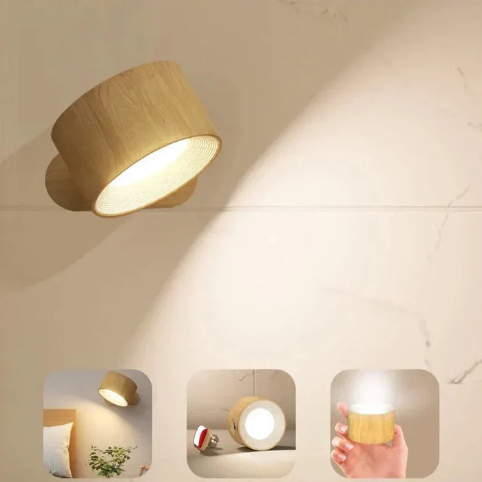 SUENTA Kabellose Easystick-Wandleuchte Holz