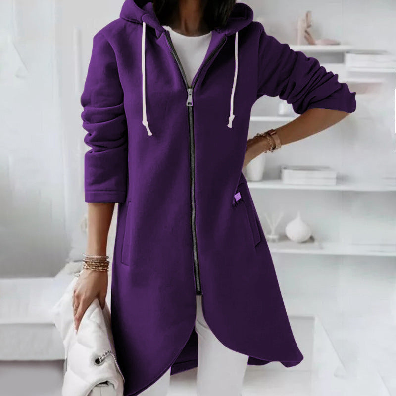 SUENTA Damenjacke mit Reißverschluss und Kapuze Lässig Komfortabel - Winterjacke Damen Lila