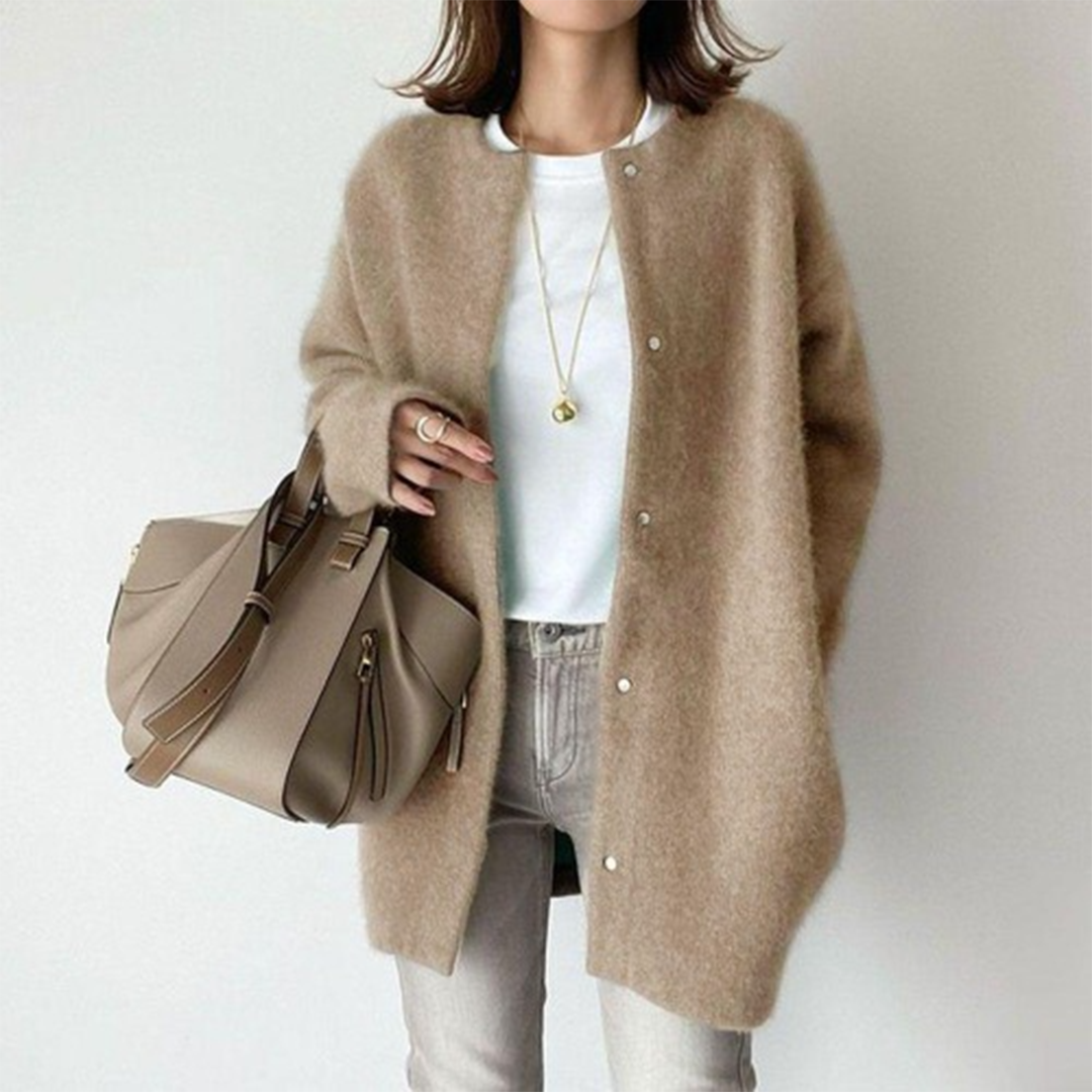 SUENTA Damen Geschmackvolle Strickjacke mit Charakter Eleganz Khaki (Fast ausverkauft)
