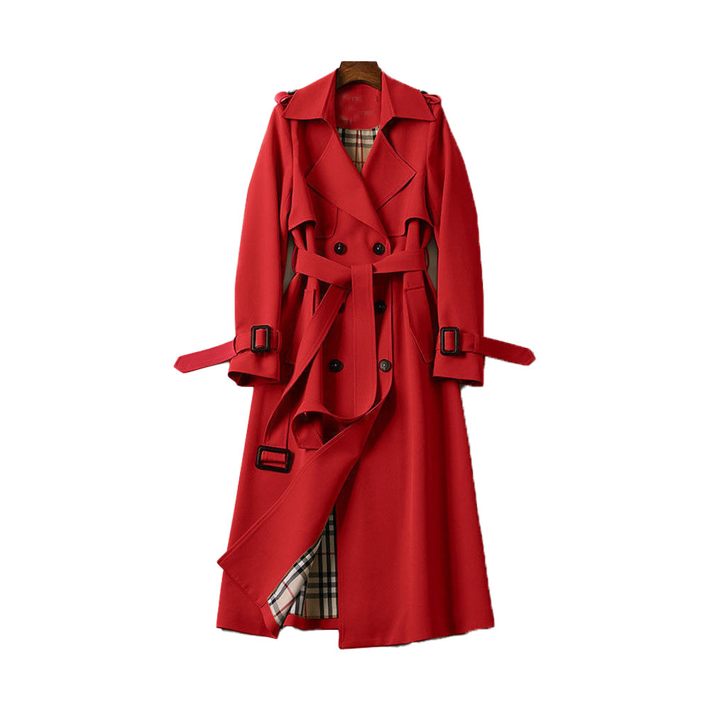 SUENTA Damen-Trenchcoat Klassisch – Alltagstauglich & Vielseitiger Stil Rot