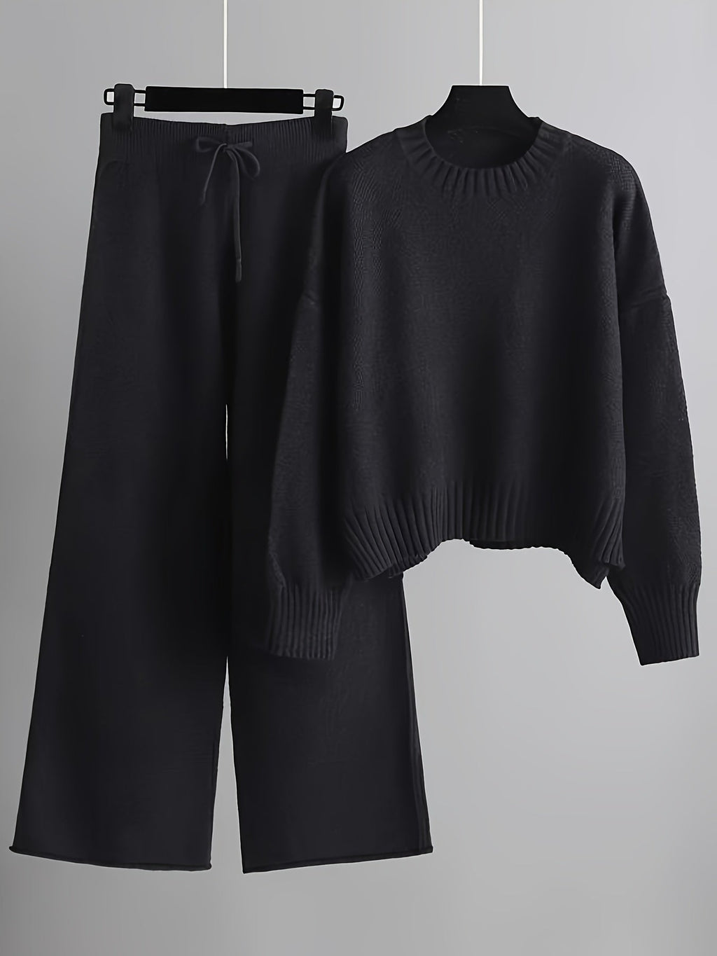 SUENTA Damen Klassisches, lässiges Lounge-Set für Damen Zuhause und Draußen Schwarz