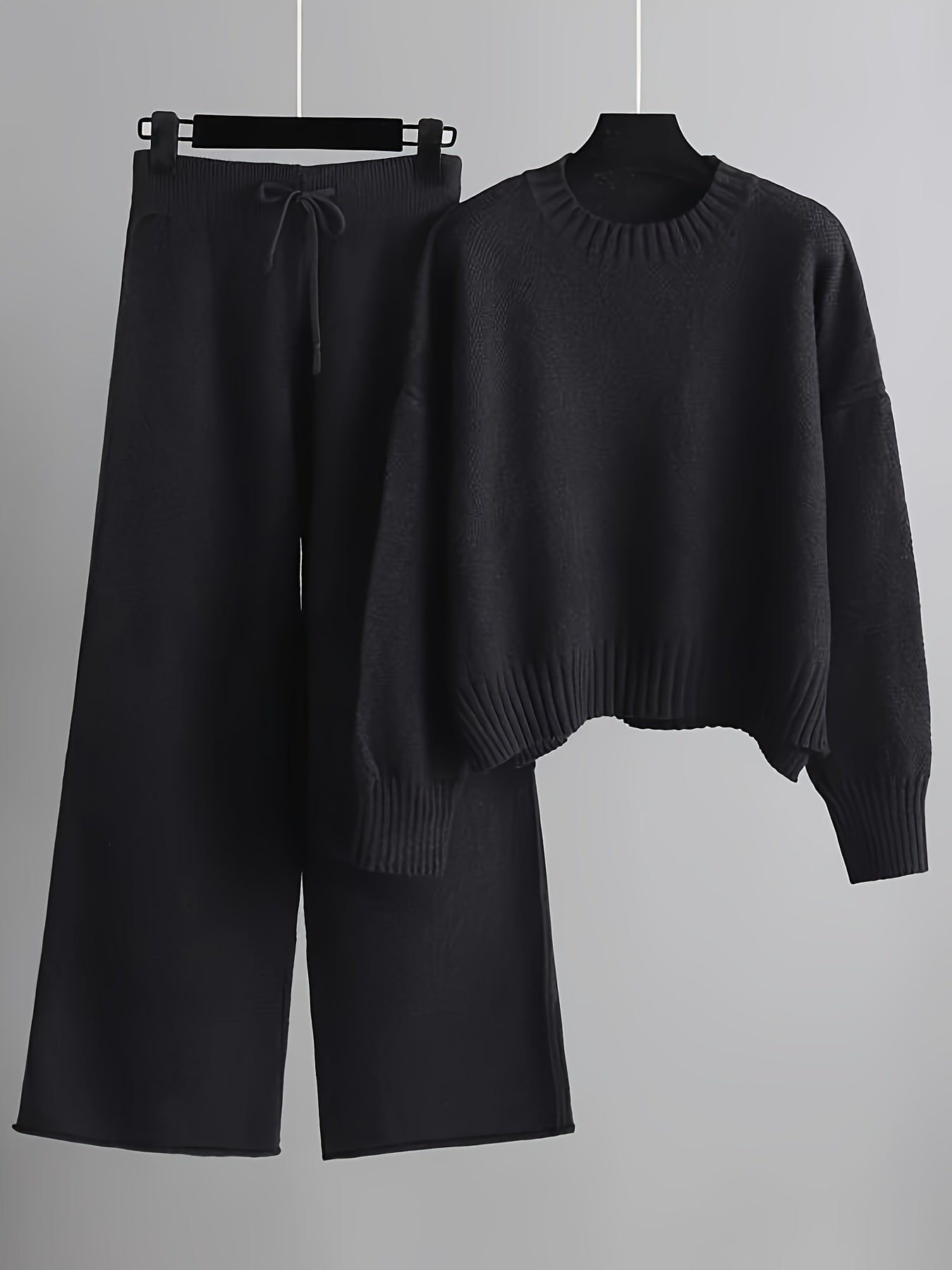 SUENTA Damen Klassisches, lässiges Lounge-Set für Damen Zuhause und Draußen Schwarz