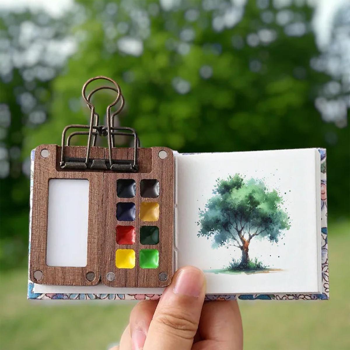 SUENTA Kompaktes Tragbares Aquarellset 24 Farben Und Minipinsel