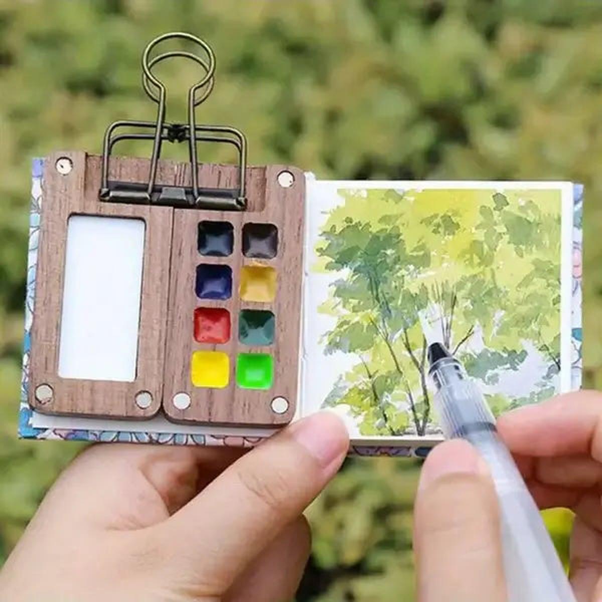 SUENTA Kompaktes Tragbares Aquarellset 24 Farben Und Minipinsel