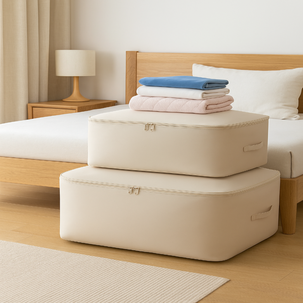 SUENTA Kompressionsaufbewahrungsbeutel Vakuumdesign Platzsparend Beige