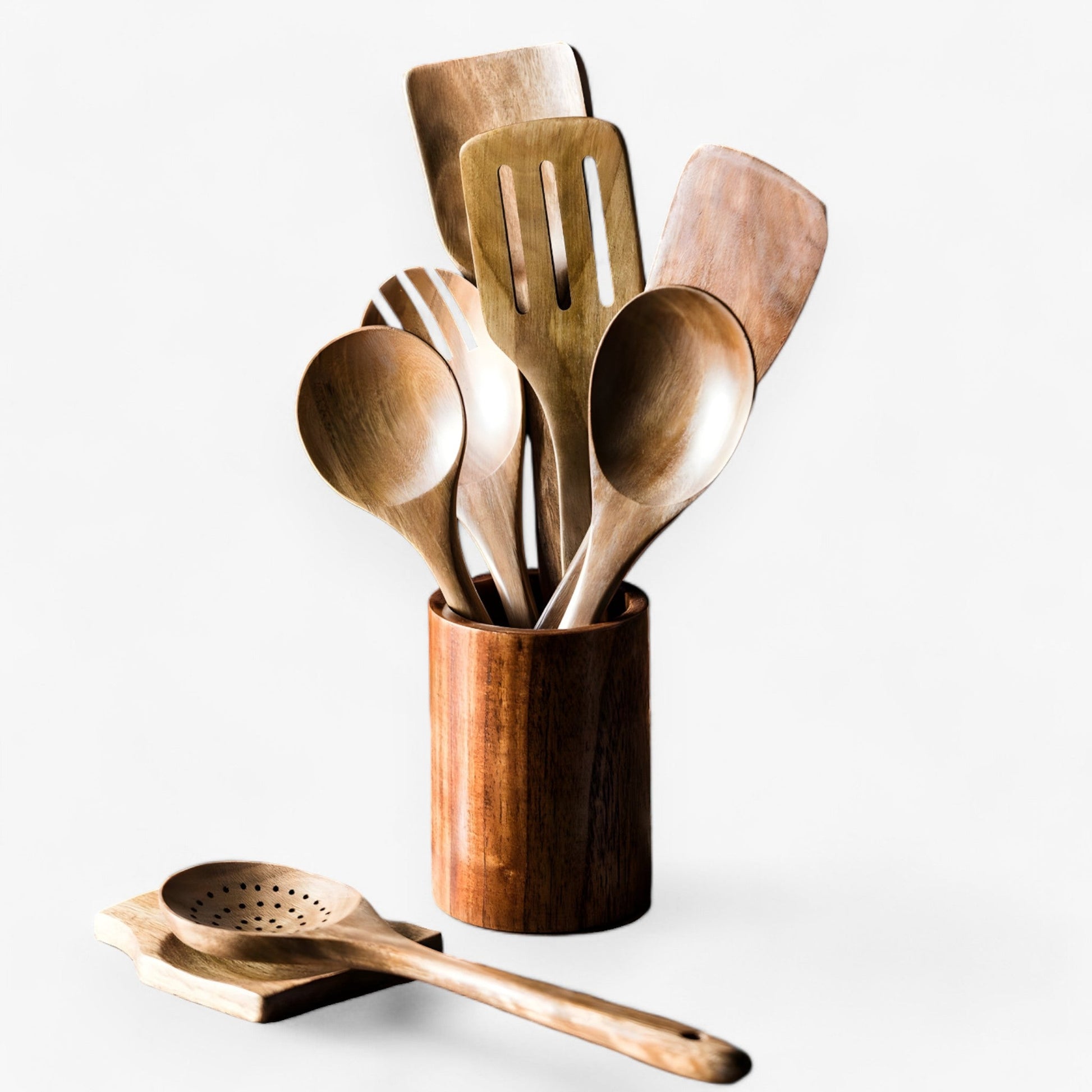 SUENTA Küchenset Aus Holz 9 Teile Mit Utensilienhalter Nachhaltig