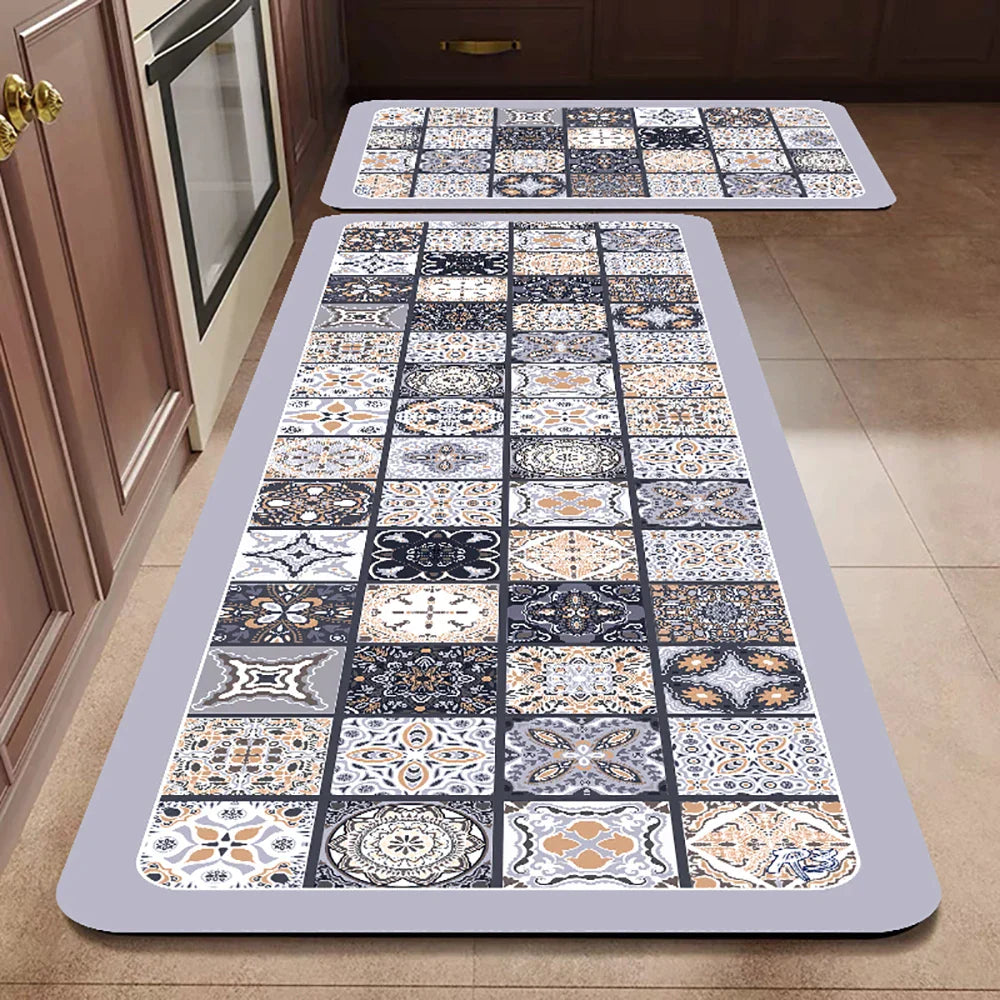 SUENTA Küchenteppich Rutschfest Textil Grau 60x90 Cm Groß 32