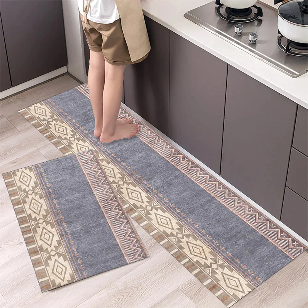 SUENTA Küchenteppich Rutschfest Textil Grau 60x90 Cm Groß 40