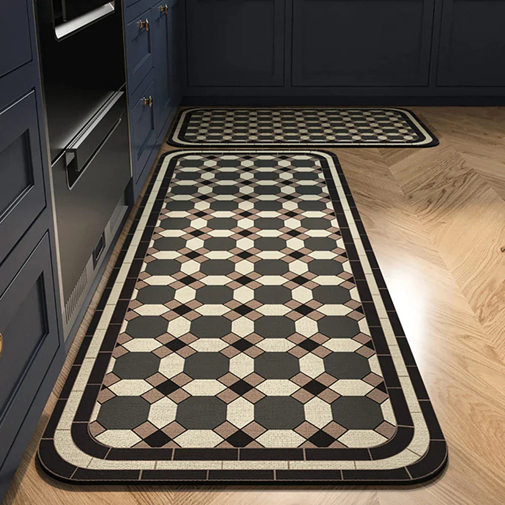 SUENTA Küchenteppich Rutschfest Textil Grau 60x90 Cm Groß 17