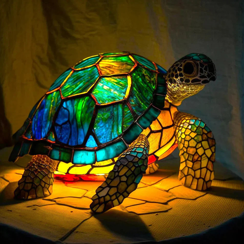 SUENTA Kunstleuchte Interieur Kunstwerk Buntglasstil 20 Tiermotiven Schildkröte
