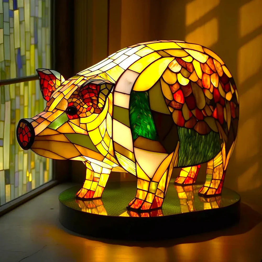 SUENTA Künstlerische Lampe Glasmalerei Stil Mit 20 Einzigartigen Tiermotiven Lichtspiel