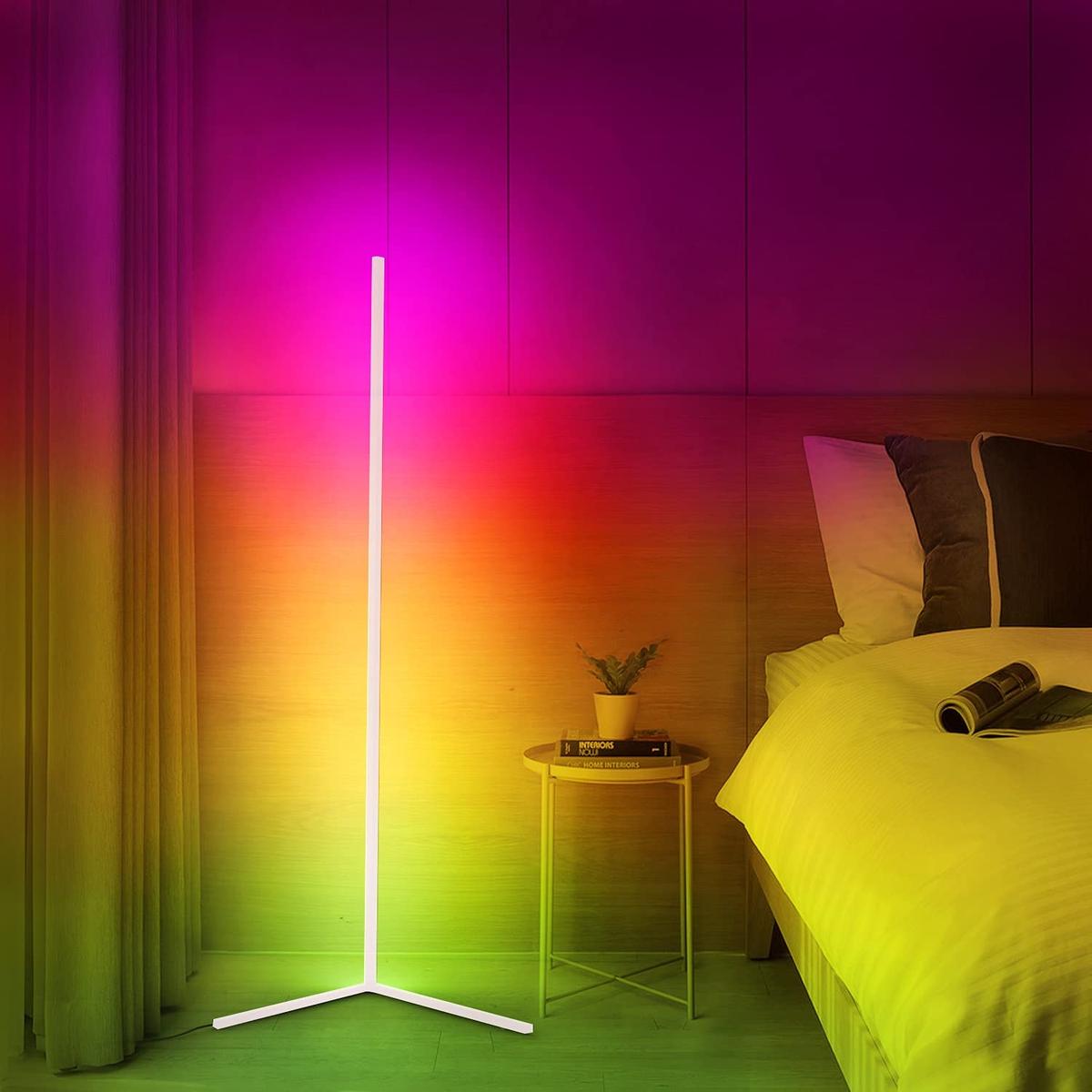 SUENTA LED Eckleuchte Mit Fernbedienung Und Dimmfunktion Für Räume RGB Weiß