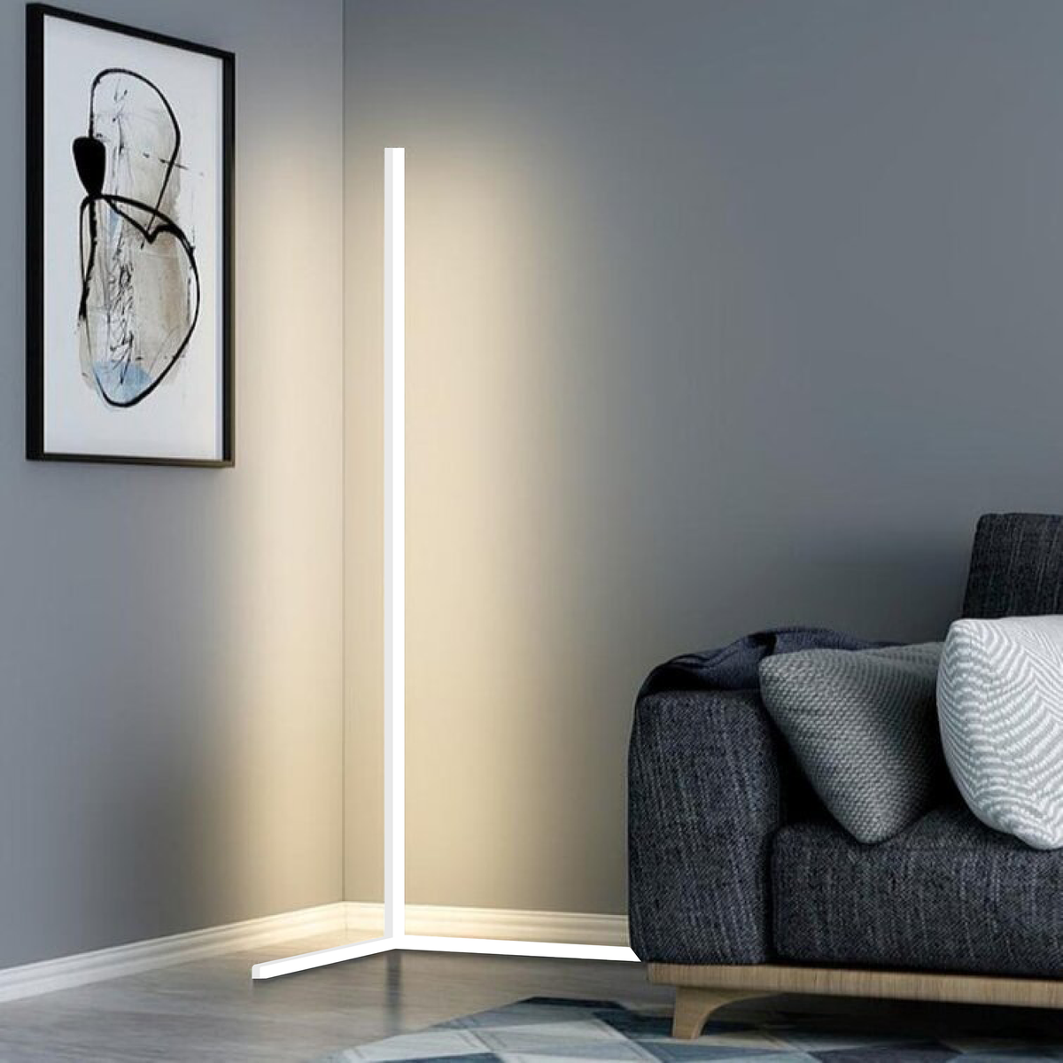 SUENTA LED Eckleuchte Mit Fernbedienung Und Dimmfunktion Für Räume Weiß