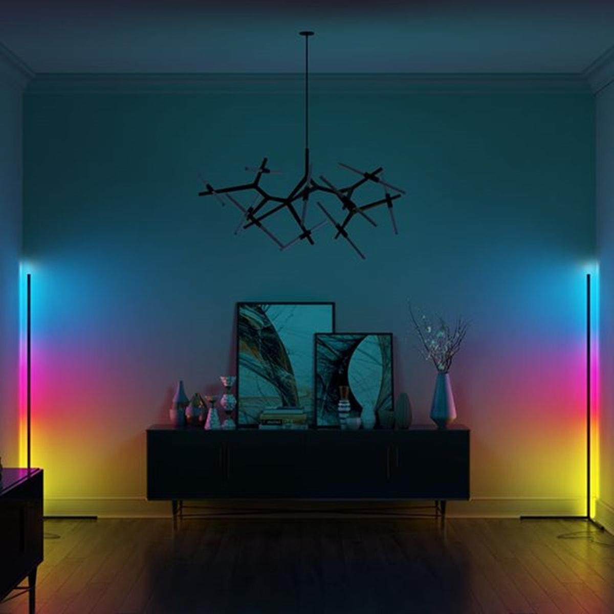 SUENTA LED Eckleuchte Mit Fernbedienung Und Dimmfunktion Für Räume RGB Schwarz