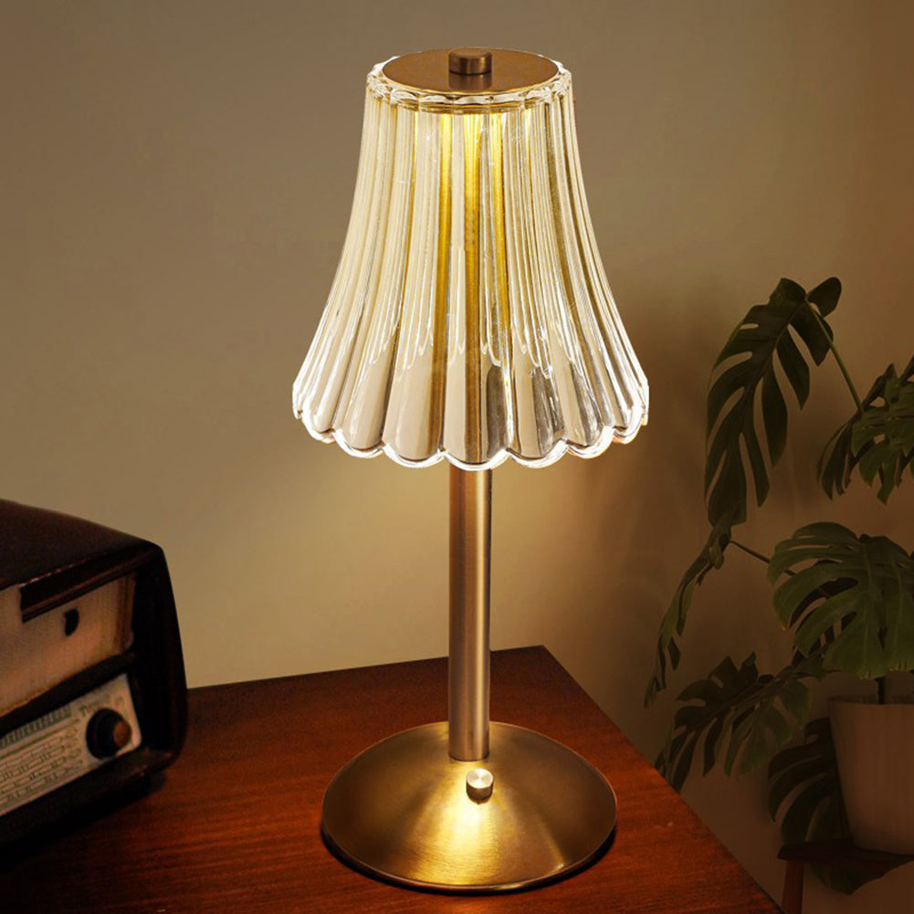 SUENTA LED Retro Tischlampe Mit Kristallschirm USB Aufladbar