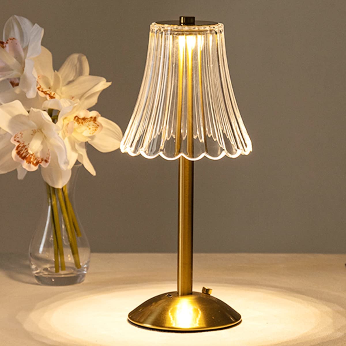SUENTA LED Retro Tischlampe Mit Kristallschirm USB Aufladbar
